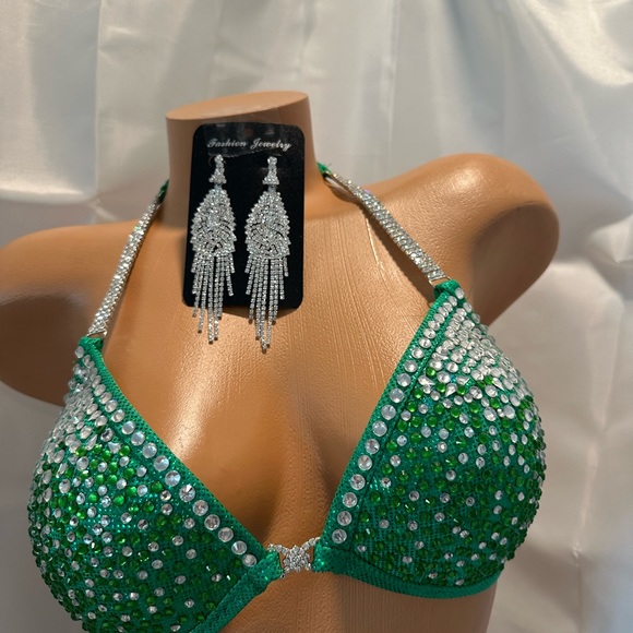 NWT Hunter Green Competition bikini suit, handmade 36B MED BOTTOM - Picture 4 of 5